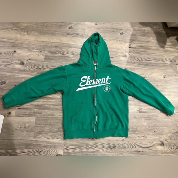 Element Green Skater Sweater Zip Up Hoodie Jacket Y2K - Picture 2 of 4